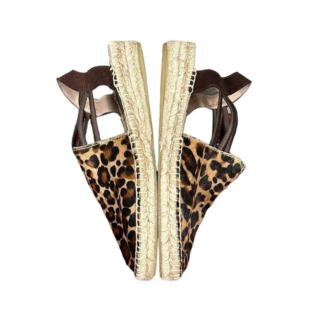 Picon Leopard Print Calf Hair Slip On Espadrille Sandals Size 7.5